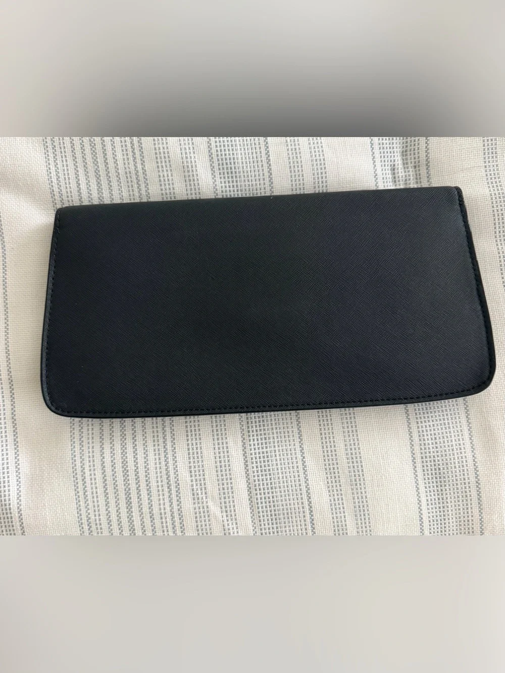 Tory Burch Black Leather Clutch with Gold Logo